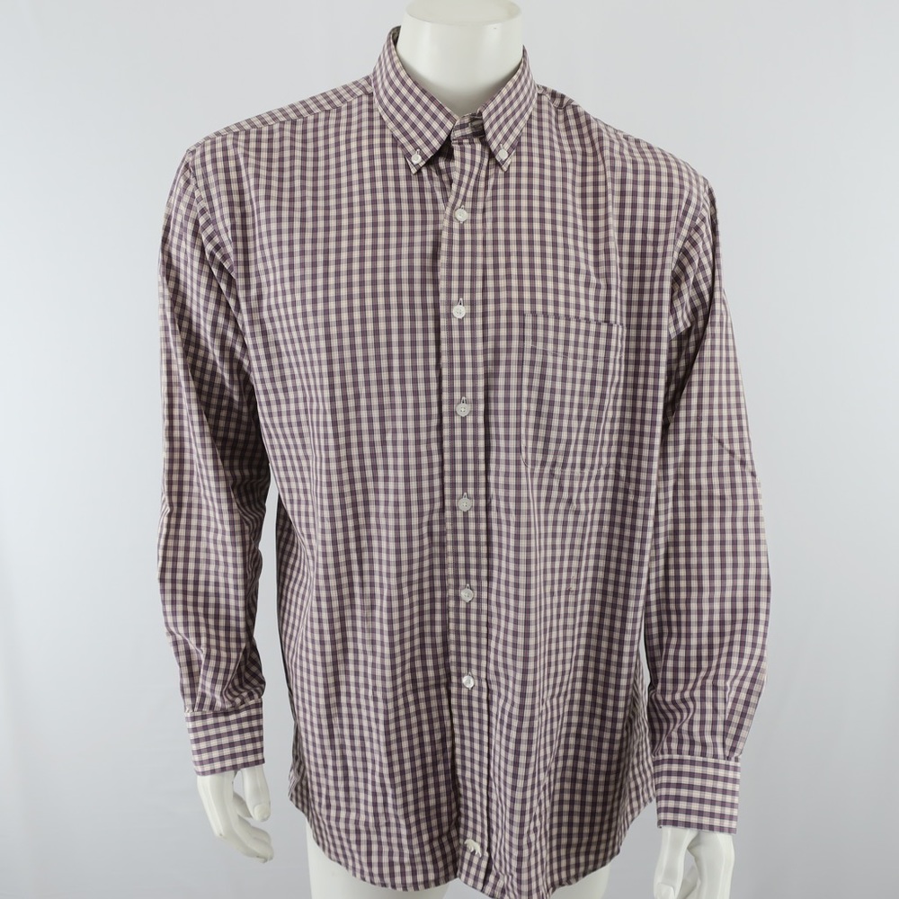 Onward Reserve Button Up Shirt Mens Large Classic Fit Non Iron Blue Red‎